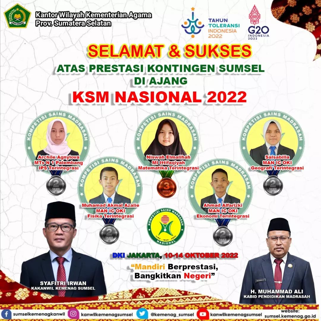 Siswa Mtsn Palembang Raih Juara Ksm Tingkat Nasional Mata Pelajaran Ips